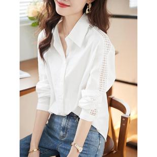 欧洲站白衬衫女装设计感2025新春秋设计利基大码长袖上衣