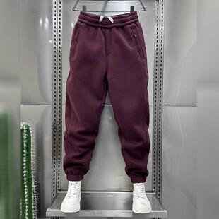 百搭运动裤 春季 高级感酒红色休闲 卫裤 纯色青年宽松哈伦 潮流男士