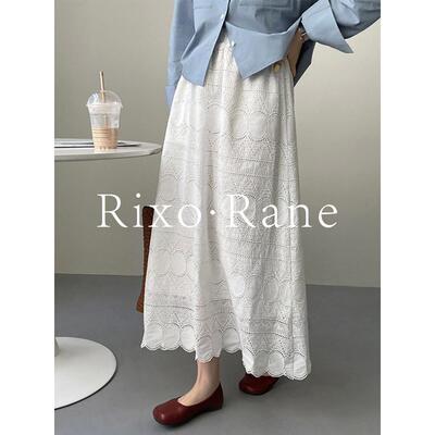 法国Rixo Rane美出境界⭐白色蕾丝半身裙女小个子气质高腰A字长裙