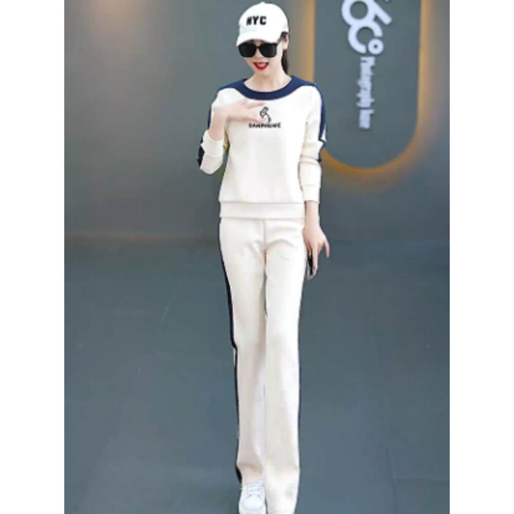 2025秋季新款休闲运动套装女时尚洋气圆领长袖卫衣直筒裤两件套潮
