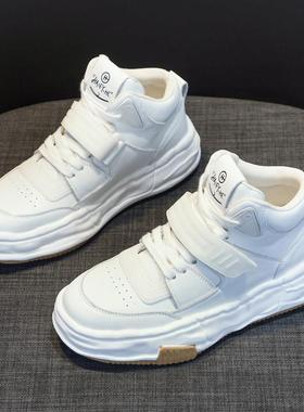 【靓丽出行~！】LW-Changer 真皮小白鞋秋冬季加绒女鞋高帮运动鞋