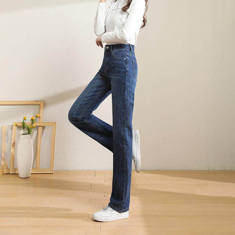 小直筒牛仔裤女爆款2025年春秋新款韩版高腰宽松垂感微阔腿长裤子