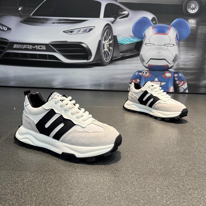 男鞋春季皮面2025新款阿甘板鞋厚底休闲鞋跑步运动鞋男士老爹鞋潮