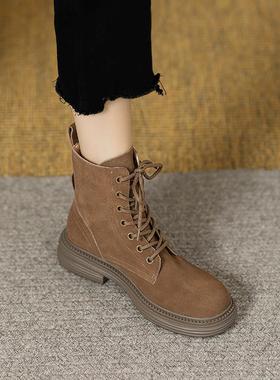 【时尚百搭】LW-Changer马丁靴女系带靴子真皮厚底英伦风磨砂短靴