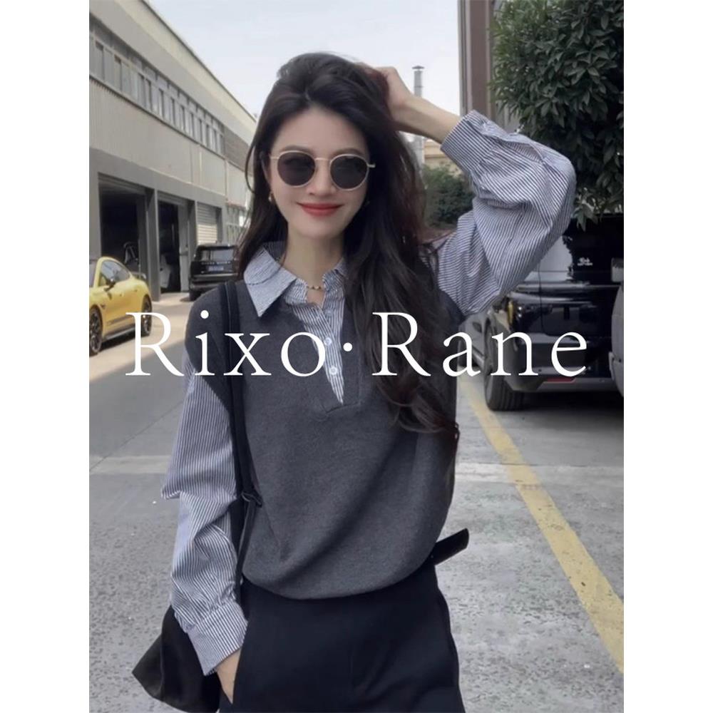 法国Rixo Rane⭐ 设计感假两件长袖衬衫女春秋季小众气质别致上衣