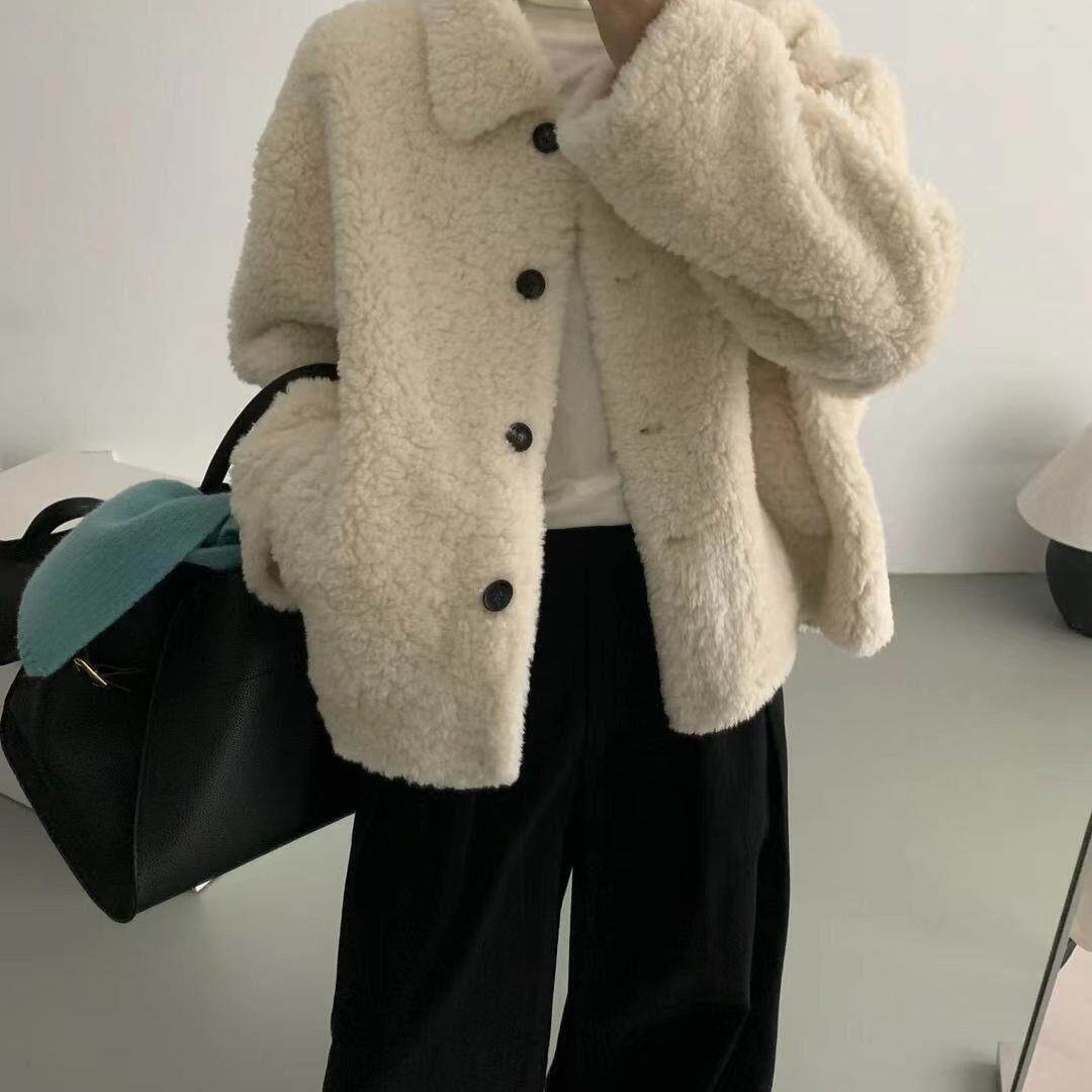 短款翻领雷克斯兔毛外套女2026秋冬季新款加厚皮毛一体小个子海宁