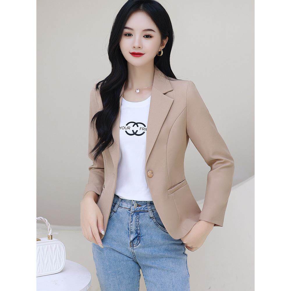 卡其色小西装外套女2026春秋新款高级感显瘦休闲时尚气质西服上衣