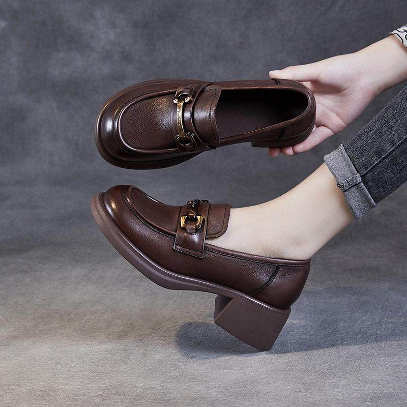 气质款真皮复古女款乐福鞋厚底2025新款女士单鞋鞋子英伦风小皮鞋,女鞋,乐福鞋（豆豆鞋）,淘宝优惠券,粉丝福利购,淘宝优惠卷