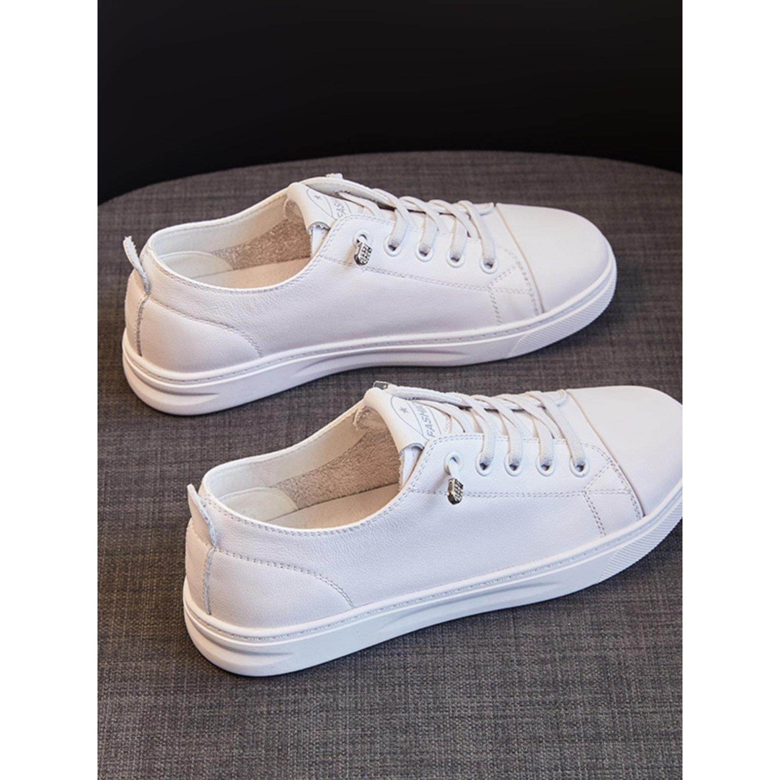 气质真皮平底白女鞋2025新款春夏鞋休闲透气运动旅行运动鞋,女鞋,深口单鞋,淘宝优惠券,粉丝福利购,淘宝优惠卷