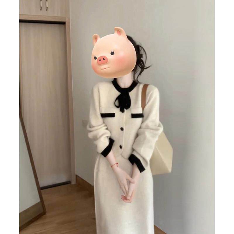 欧洲站秋装2025年新款法式高级感名媛风针织连衣裙子毛衣两件套装