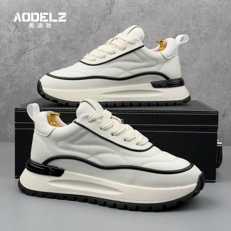 欧洲站小白鞋男2025春季新款潮流时尚百搭皮面运动休闲软底阿甘鞋,流行男鞋,时尚休闲鞋,淘宝优惠券,粉丝福利购,淘宝优惠卷