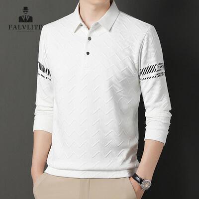 FALVLITE2025春秋款男士长袖t恤休闲宽松时尚上衣翻领Polo衫男装