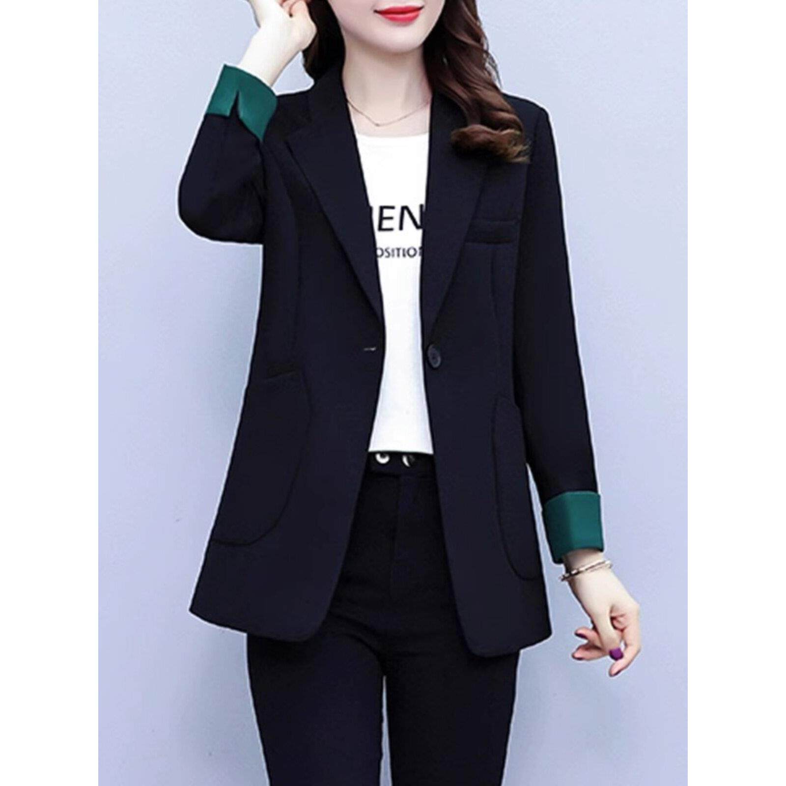 2025春秋季女式加码西装外套新款长袖优雅休闲上衣胖mm时尚百搭小