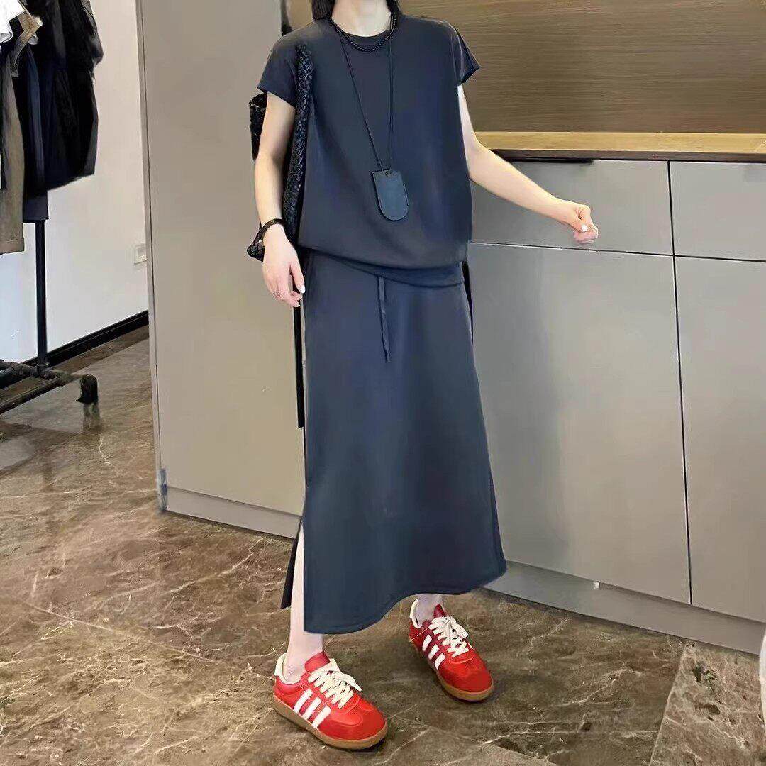 法国Rouje Moaks时尚套装女2026夏大码胖MM显瘦洋气半身裙两件套