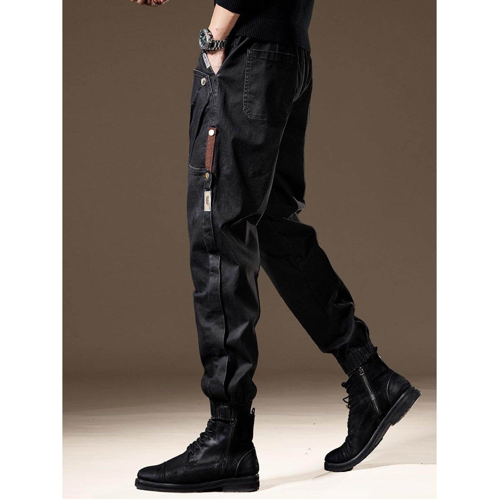 意大利春秋季男士覆古休闲工装裤新潮品牌重型宽松设计后宫打底裤