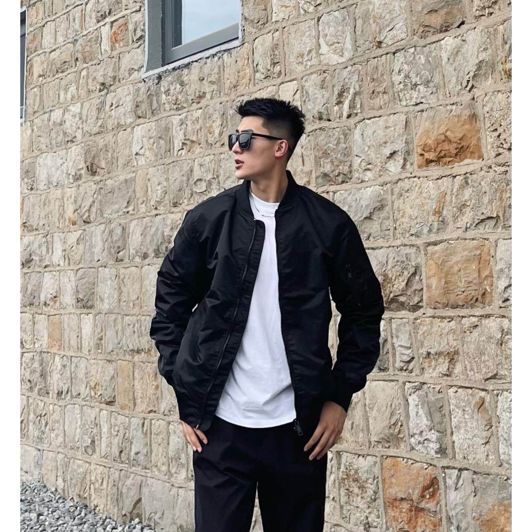 香港潮牌美式空军MA1飞行夹克外套纯色秋冬季百搭男士立领棒球服