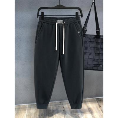 重磅男士休闲裤秋冬季高端潮牌运动卫裤束脚保暖加厚加绒长裤子男