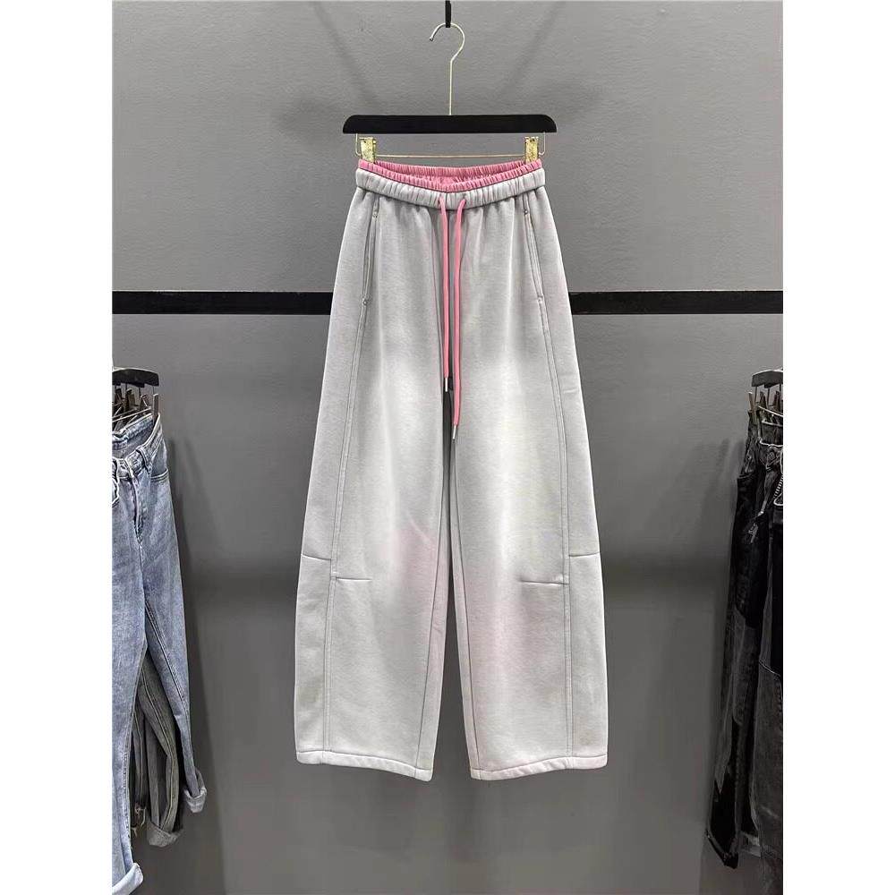 香港弯刀卫裤女春秋季2025新款宽松运动裤休闲直筒阔腿裤香蕉裤子