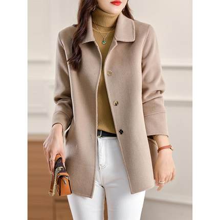 艾丽恩裳高端双面羊绒大衣女秋冬款时尚洋气百搭小个子羊毛呢外套