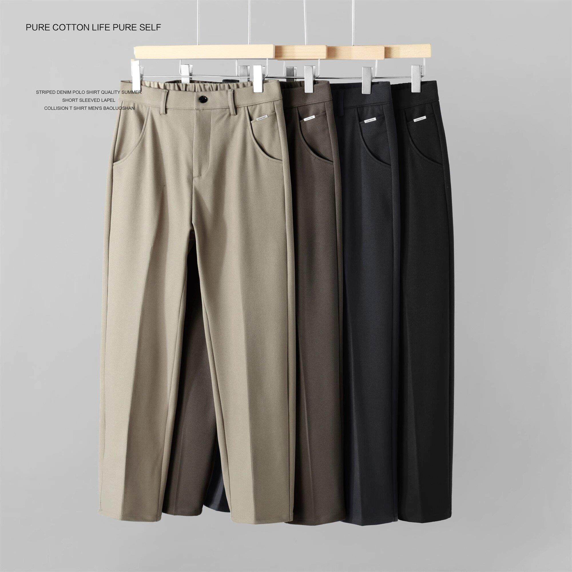 潮牌羊毛呢料西裤男士冬季暗条纹修身磨毛休闲裤韩版小直筒长裤子