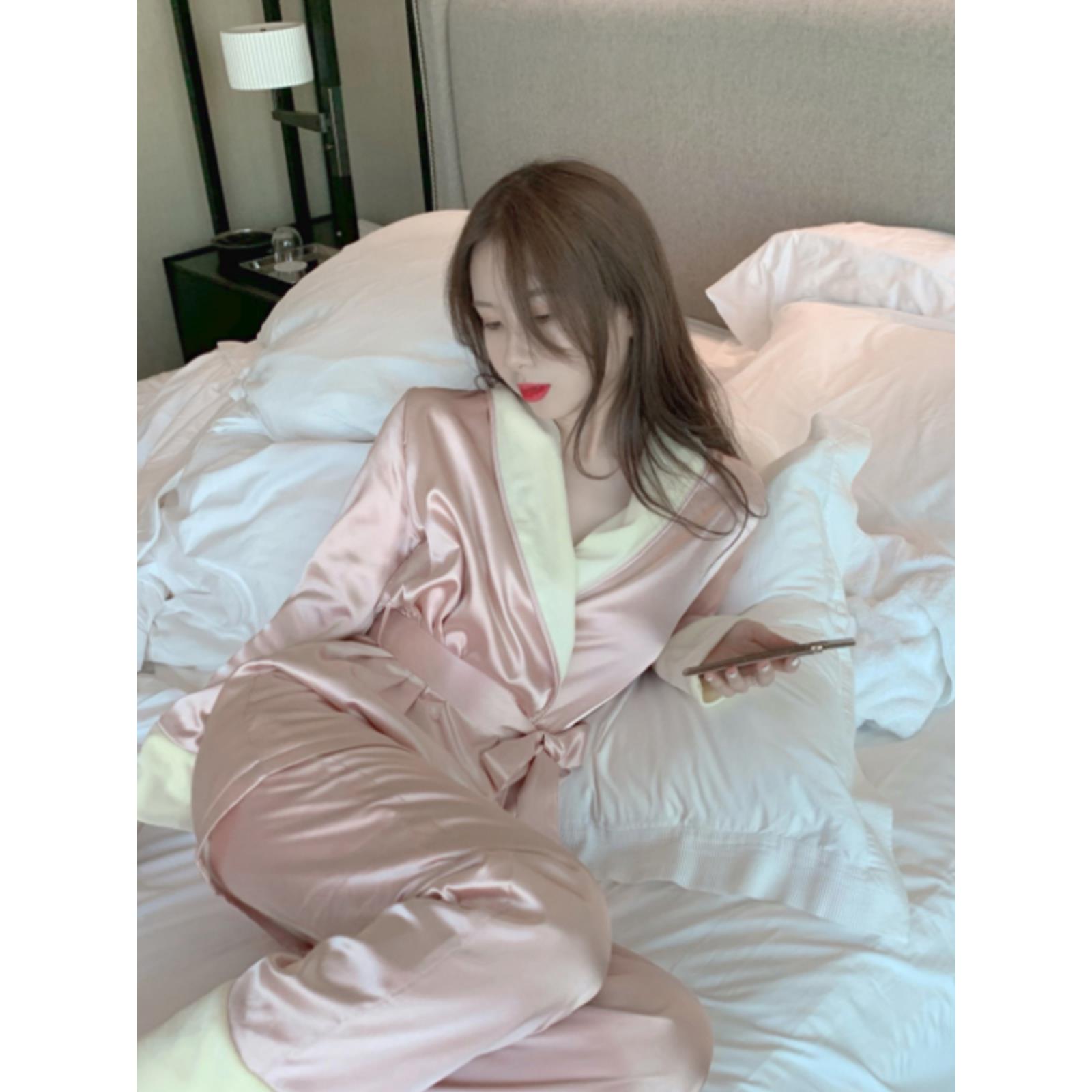 养眼种草系~穿上不想脱！珊瑚绒睡衣女秋冬2024年新款高级感套装