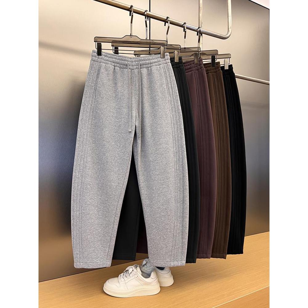 Home Daily~休闲裤男士春秋加绒加厚宽松直筒弯刀卫裤运动长裤男