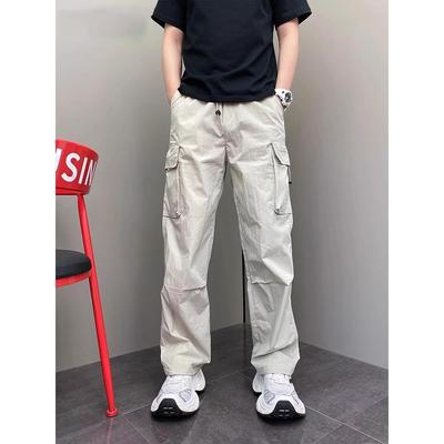 高端侧口袋直筒休闲工装裤男士2025新款秋季男裤宽松运动裤子男款