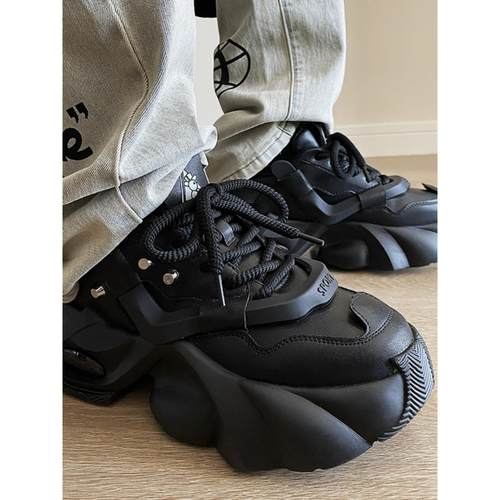 香港男鞋新款厚底老爹鞋欧洲站男款内增高面包鞋潮牌休闲运动鞋子