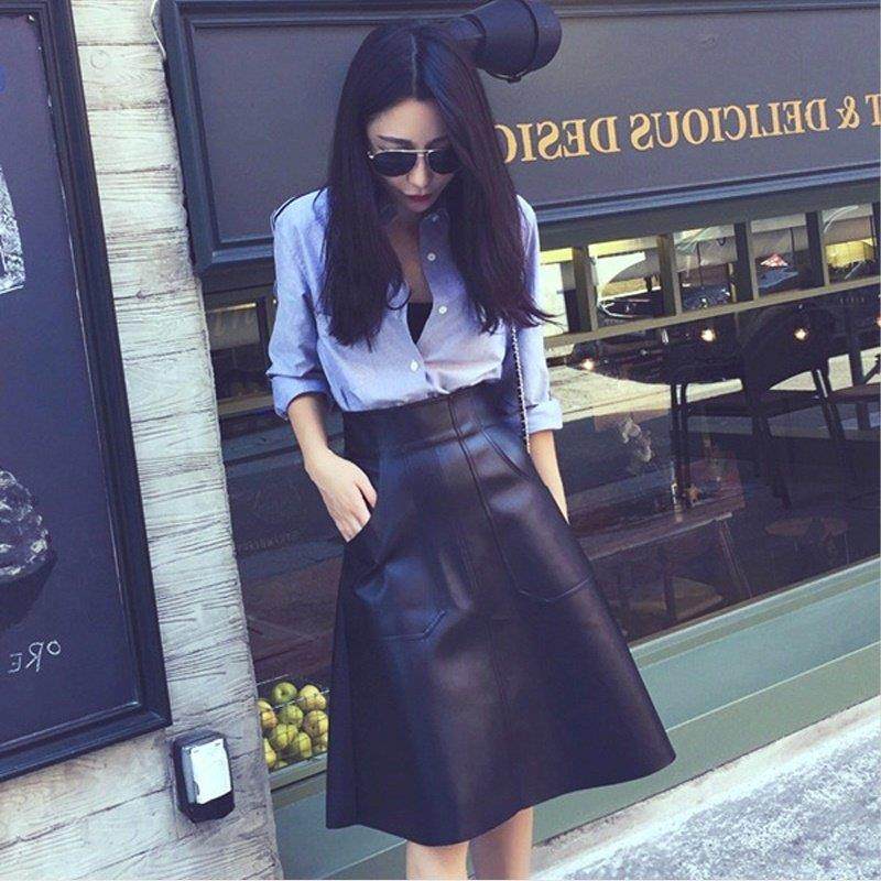 2025春秋新款小皮裙半身裙女高腰显瘦中长款休闲百搭中裙A字裙