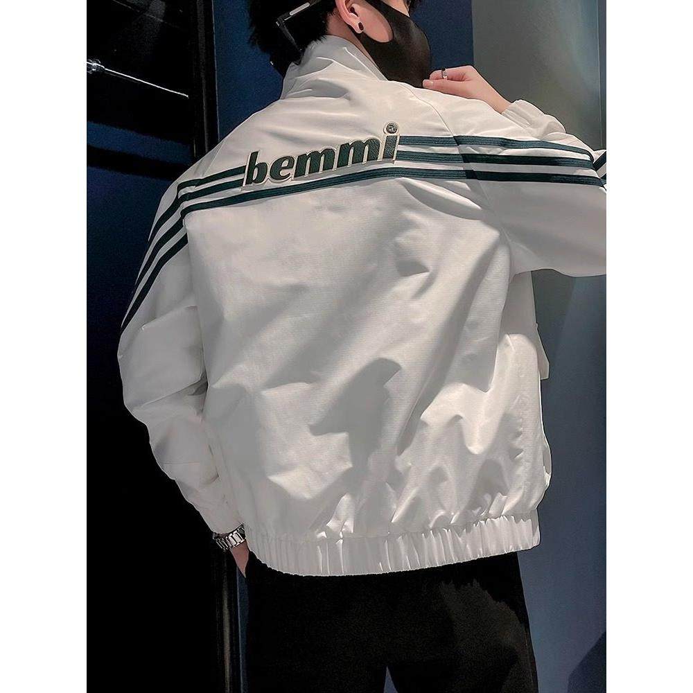 LL男装外套男春秋夹克潮牌高级感痞帅工装2025年新款上衣条纹爆款