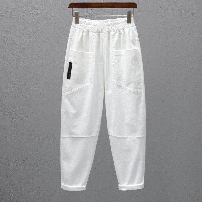 白色哈伦牛仔裤女夏季2025新款高腰宽松显瘦小个子休闲萝卜老爹裤