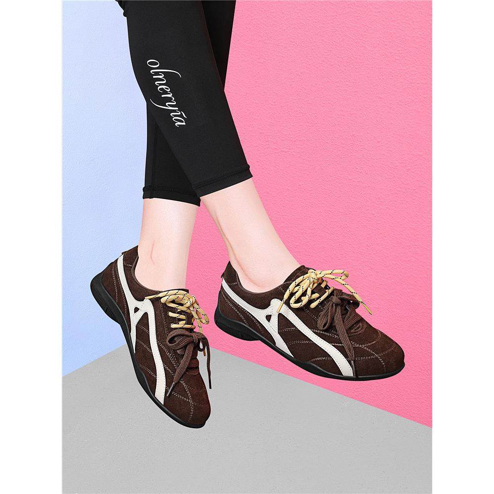 气质真皮轻便德训鞋女2025秋季新款软底舒适运动休闲旅游款跑步鞋,女鞋,德训鞋,淘宝优惠券,粉丝福利购,淘宝优惠卷