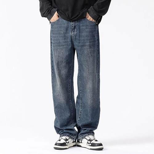 it Afternnaths潮牌直筒牛仔裤男秋季宽松大码休闲美式高街阔腿裤