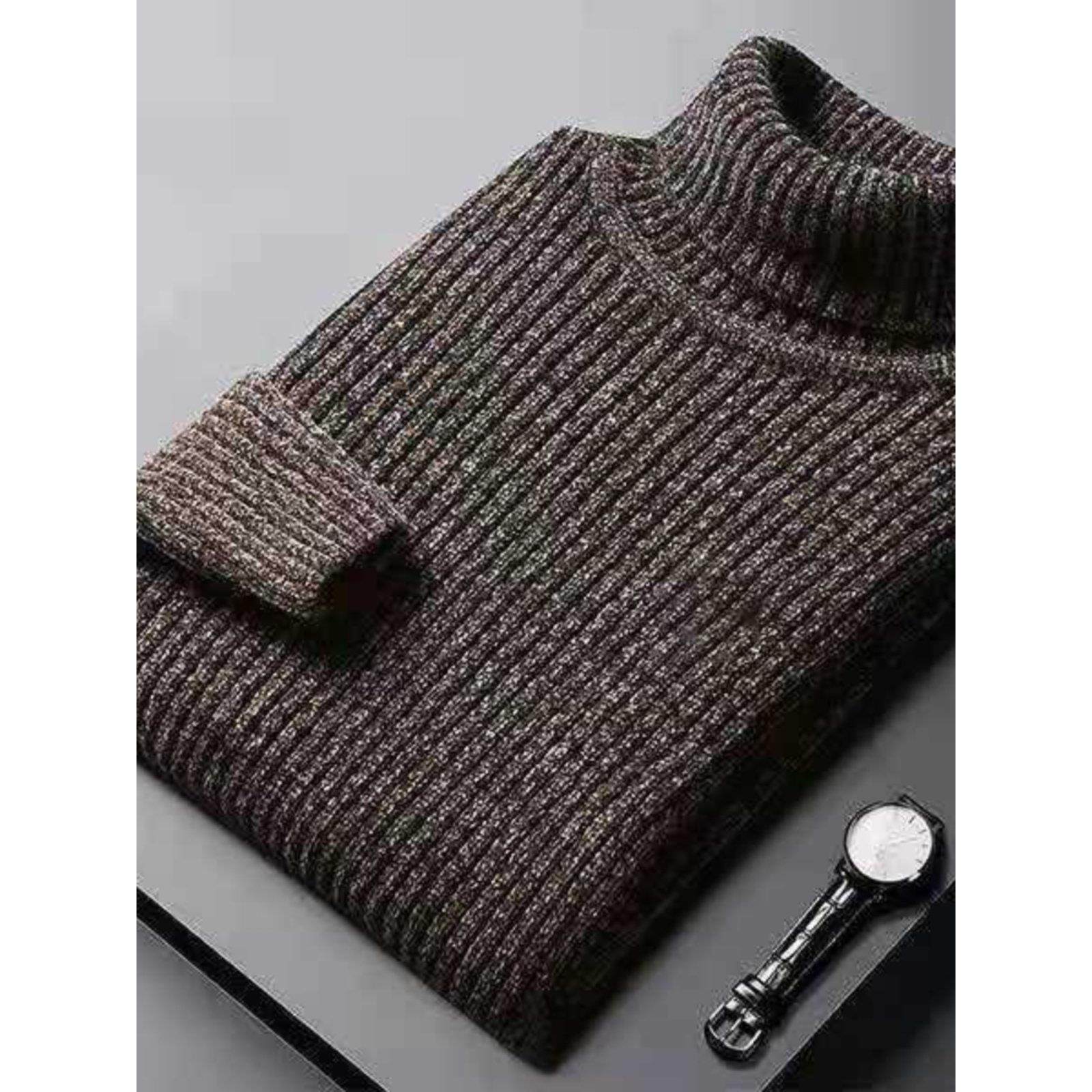 雪尼尔高领毛衣男潮牌冬季加厚大码宽松慵懒纯色不起球打底针织衫