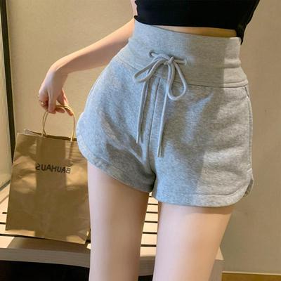 灰色运动短裤女2025年夏季新款设计感小众高腰休闲显瘦直筒阔腿裤