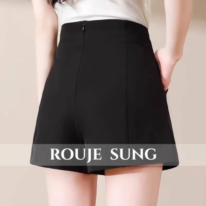 ROUJE SUNG~高腰短裤女新爆款春夏黑色a字阔腿外穿休闲薄西装短裤