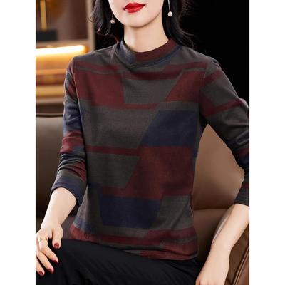 德绒半高领打底衫女秋冬季加绒爆款保暖内搭秋衣中年妈妈长袖t恤