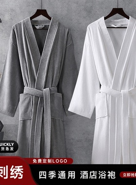 纯棉浴袍吸水速干毛巾料酒店睡袍2025新款男女情侣春夏加厚浴衣