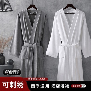 纯棉浴袍吸水速干毛巾料酒店睡袍2025新款 男女情侣春夏加厚浴衣