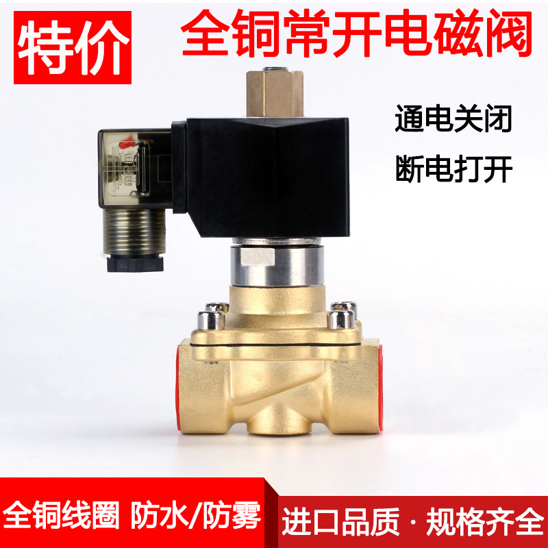 常开防水电磁阀水阀AC220v开关阀DC24v气阀12v4分1寸2寸全铜线圈