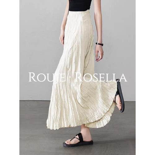 法国Rouje Rosella?三宅风褶皱大裙摆托 托地长裙薄款百褶A字半身