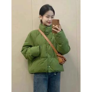 法国Rixo Kelly牛油果绿立领面包服加厚短款保暖显白小个子羽绒服