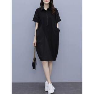 衬衫连衣裙女士2025年夏季新宽松大尺寸肥胖毫米显瘦优雅简单短袖