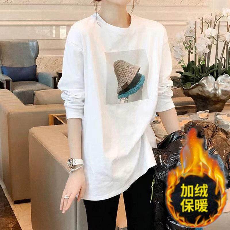 韩国白色打底衫女秋冬2025叠穿磨毛加绒内搭长袖遮屁股中长版T恤,女装/女士精品,T恤,淘宝优惠券,粉丝福利购,淘宝优惠卷