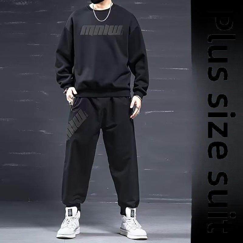 大码运动套装男卫衣2025春秋季新款加肥加大码胖子加绒休闲两件套,男装,休闲运动套装,淘宝优惠券,粉丝福利购,淘宝优惠卷