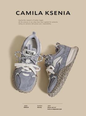 CAMILA KSENIA官方店2025新款女秋厚底德训鞋增高覆古阿甘老爹鞋