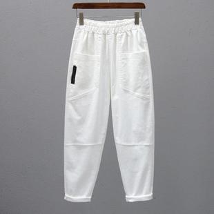 高腰宽松显瘦小个子休闲萝卜老爹裤 2025新款 女夏季 白色哈伦牛仔裤