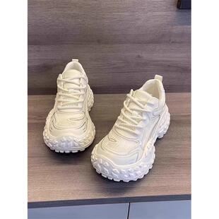 增高炸街老爹鞋 女软底透气榴莲厚底休闲鞋 NAIVE真皮轮胎鞋 ROUJE