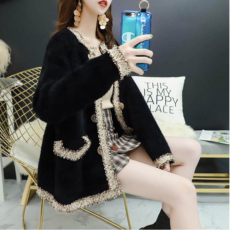 ROUJE ESVIP貂绒开衫女2025新款春秋外套宽松小香风百搭针织上衣,女装/女士精品,时尚防晒服,淘宝优惠券,粉丝福利购,淘宝优惠卷