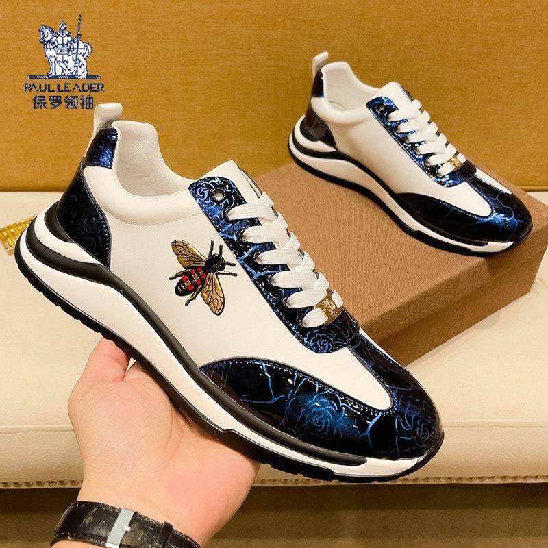 欧洲站老爹鞋男ins潮真皮小蜜蜂小白鞋男春季透气薄款厚底运动鞋,流行男鞋,老爹鞋,淘宝优惠券,粉丝福利购,淘宝优惠卷